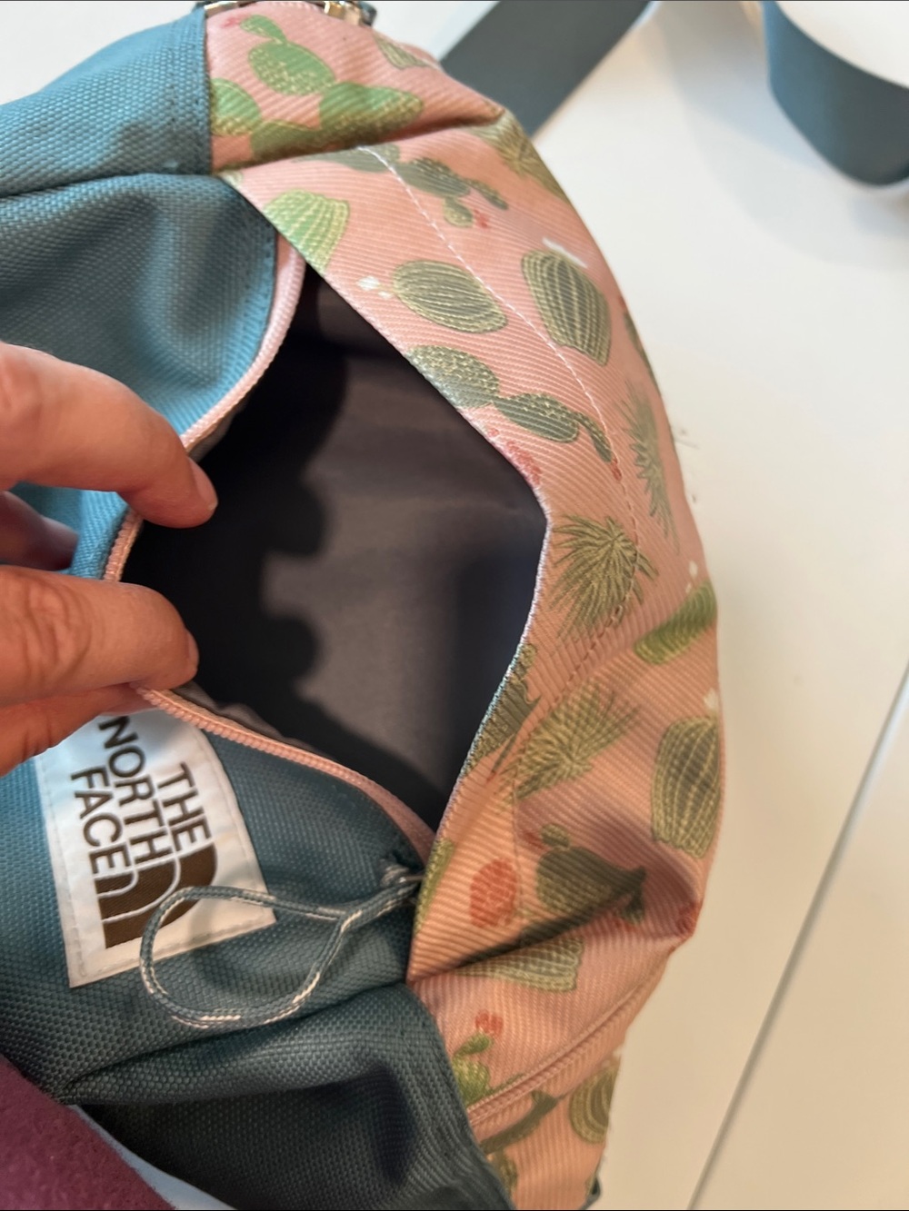 The North Face - Pink Cactus Print and Teal Waist Bag, fanny, crossbody - Picture 5 of 7